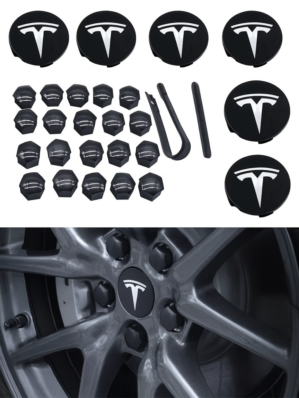 Aero hjulkapselsett (25 deler) - Model 3, S & Y